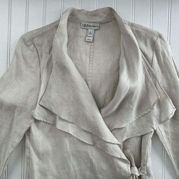 Neiman Marcus Linen Wrap Jacket (Women’s Size S) Lightweight Double Collar - Picture 2 of 6